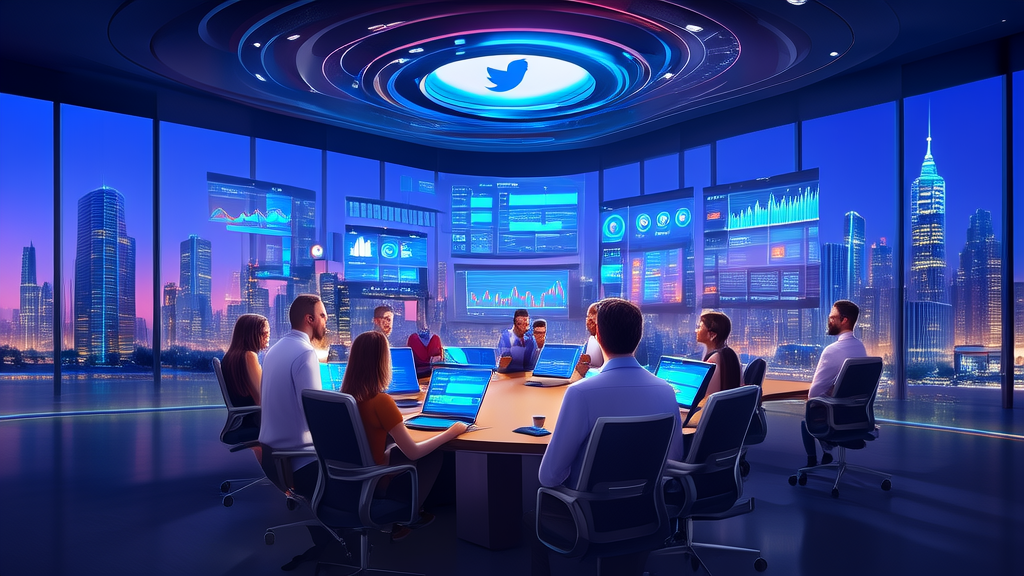 AI marketing team analyzing Twitter data to enhance customer insights