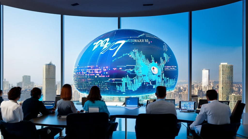 未来的办公室内，分析师们利用AI技术和Twitter数据进行市场策略分析