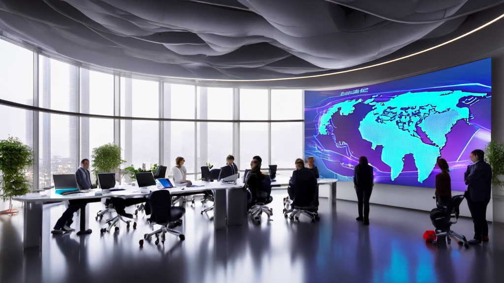 Employees in a modern office discussing AI-optimized advertising strategies