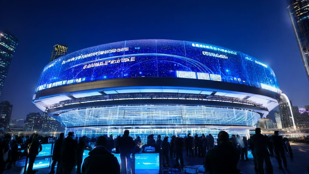 未来城市中的AI优化广告投放控制中心，展示最新技术成果