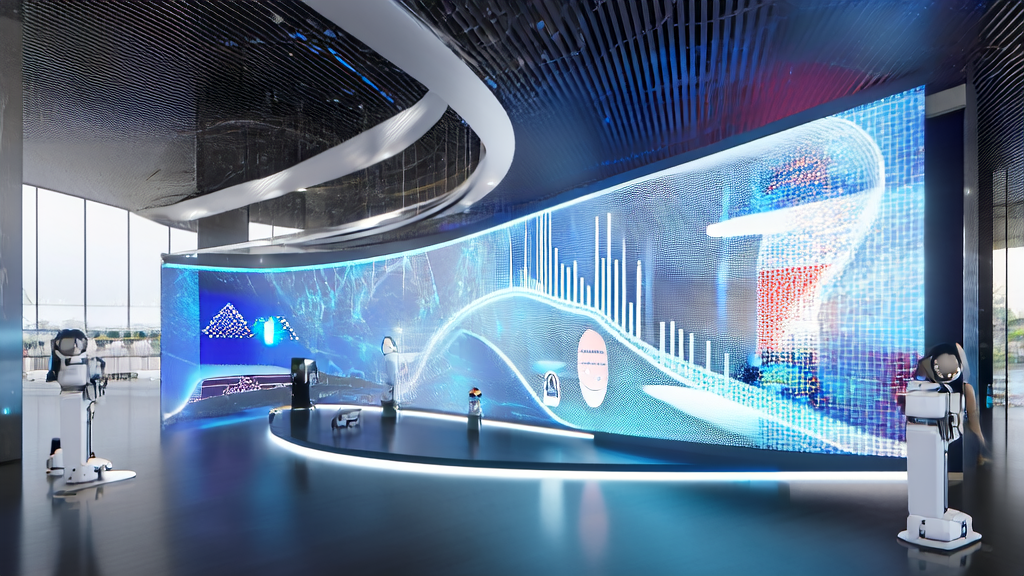 现代化广告运营中心,展示实时数据分析和智能机器人优化广告投放策略