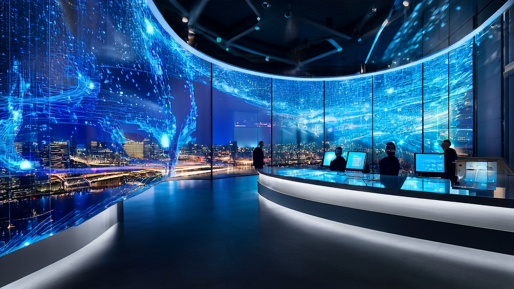 现代化广告运营中心,工作人员利用AI技术进行广告投放优化