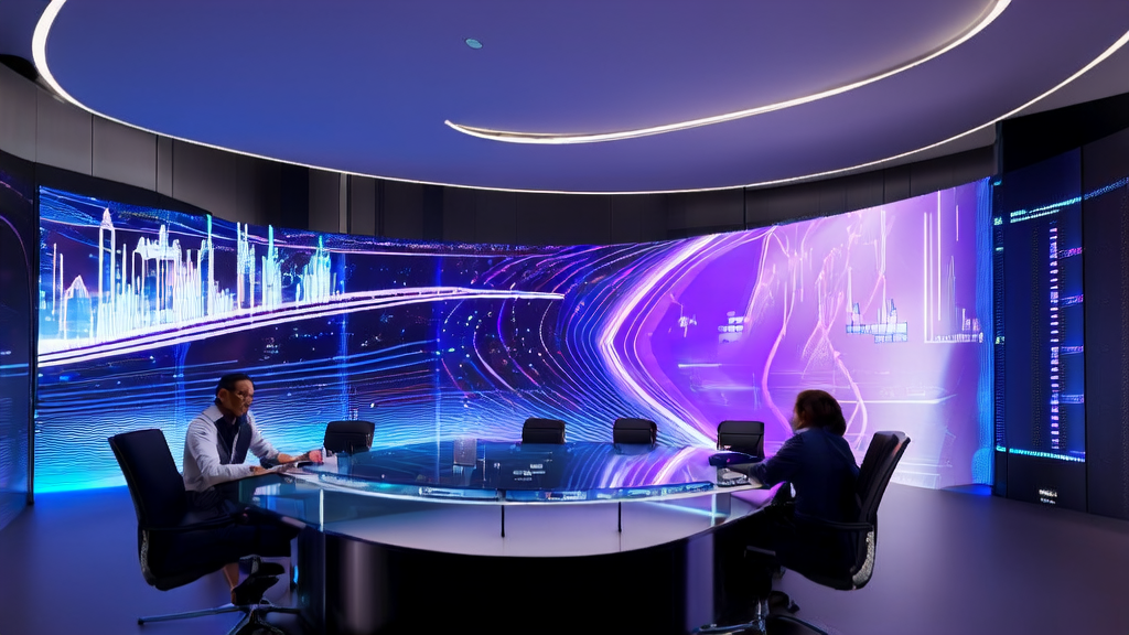 In a modern office, analysts are optimizing advertising using AI technology, with data analysis from the ChatGPT ad test displayed on the screen.