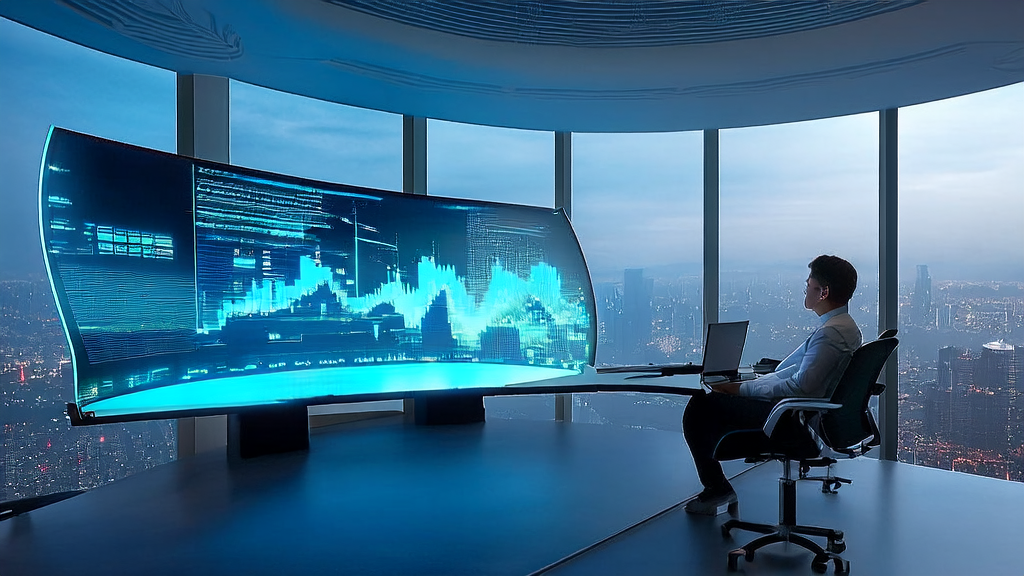 A data analyst in a modern office using DeepSeek's new models for AI-optimized advertising