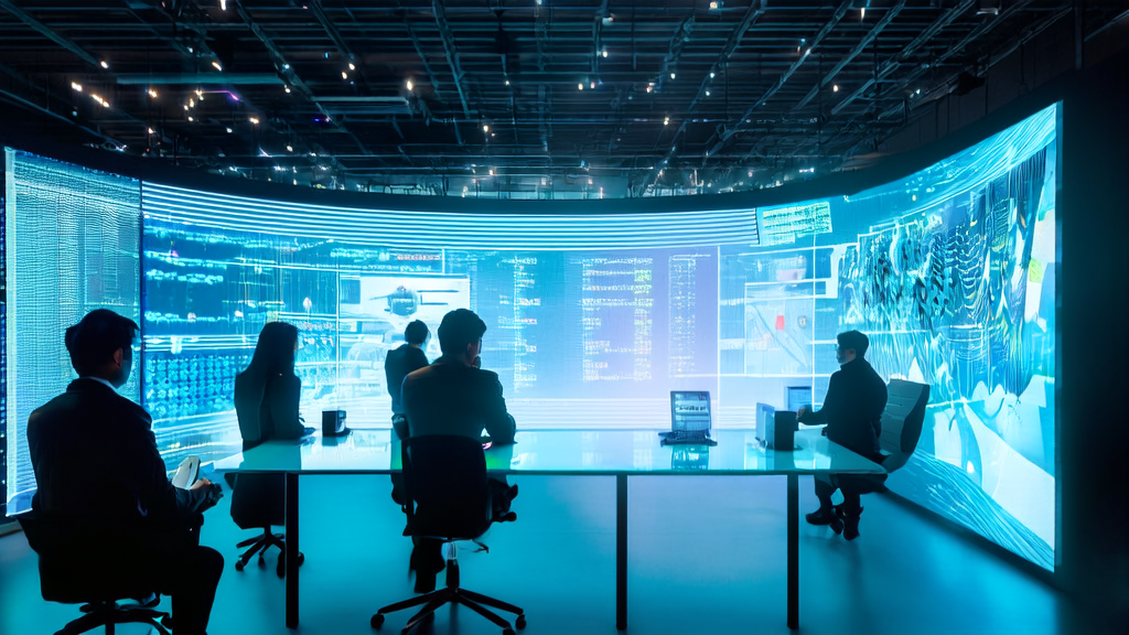 AI优化广告投放：高效获客新纪元，展示数据科学家使用Google Gemini 3 Pro进行广告优化的现代化办公室场景