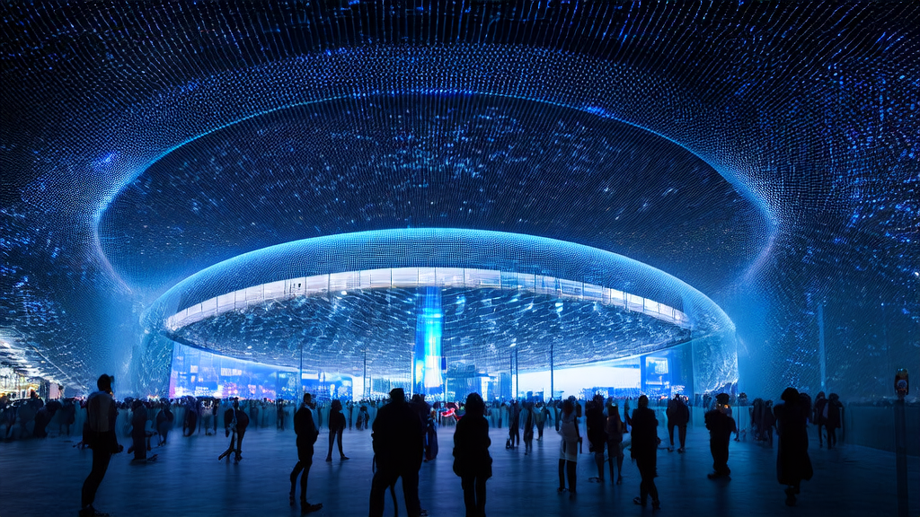 In a futuristic ad optimization control center, technicians use AI technology to real-time adjust ad strategies, achieving precise customer acquisition and reducing CPA costs.