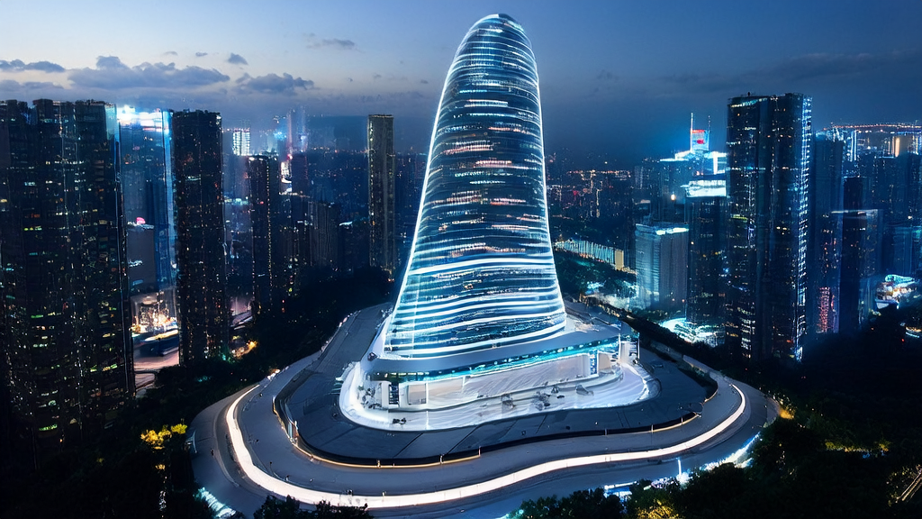 未来城市的广告控制中心，智能机器人通过AI优化广告投放策略