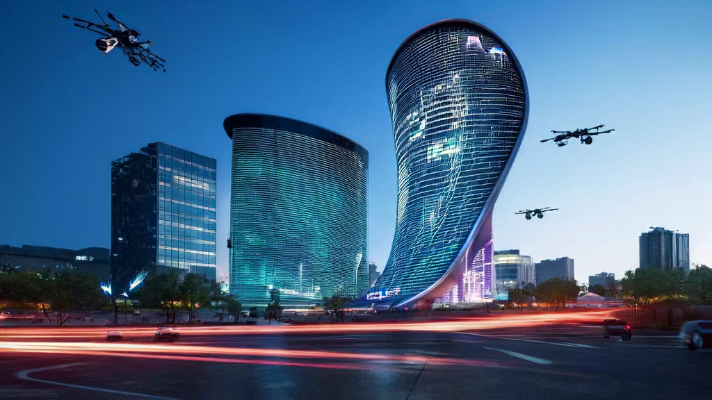 AI optimized advertising control tower and smart traffic system in a futuristic city