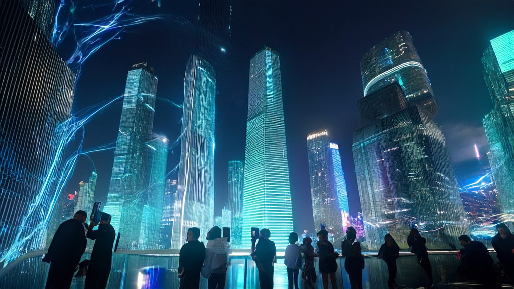 AI-optimized advertising in a futuristic city, featuring real-time 3D world generation and interaction powered by Li Fei-Fei's RTFM model