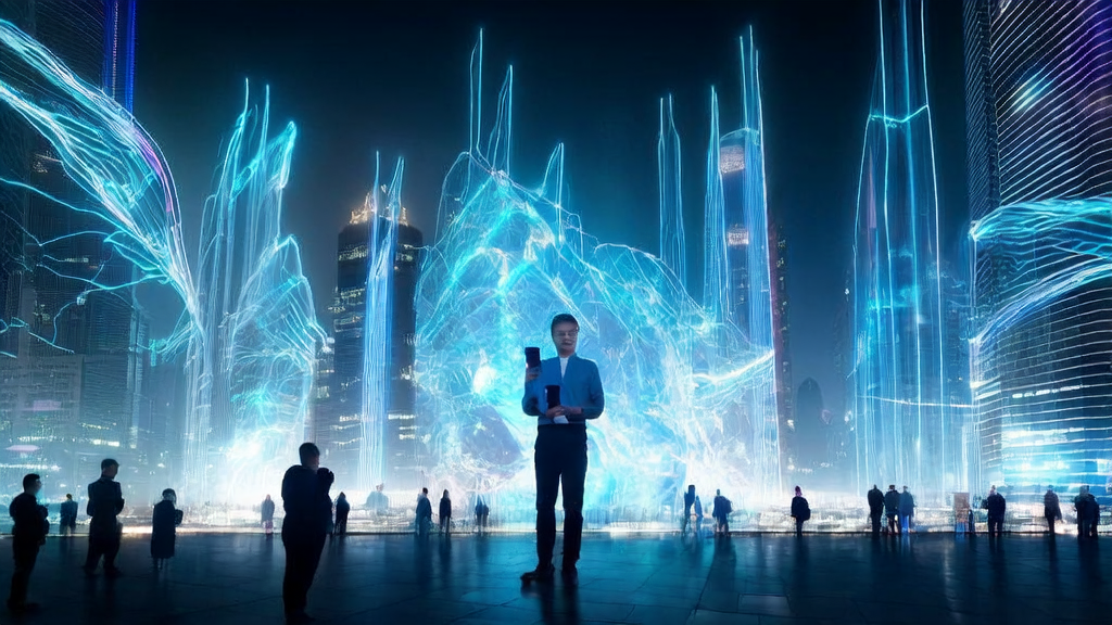 未来城市中，营销专家使用AI优化广告投放，精准触达目标用户