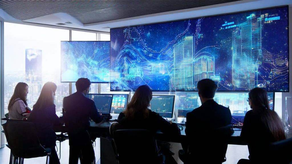 现代化办公室中，团队利用AI技术优化广告投放，程序员通过Anthropic的Claude技能包编写自定义代码，实现个性化广告投放。