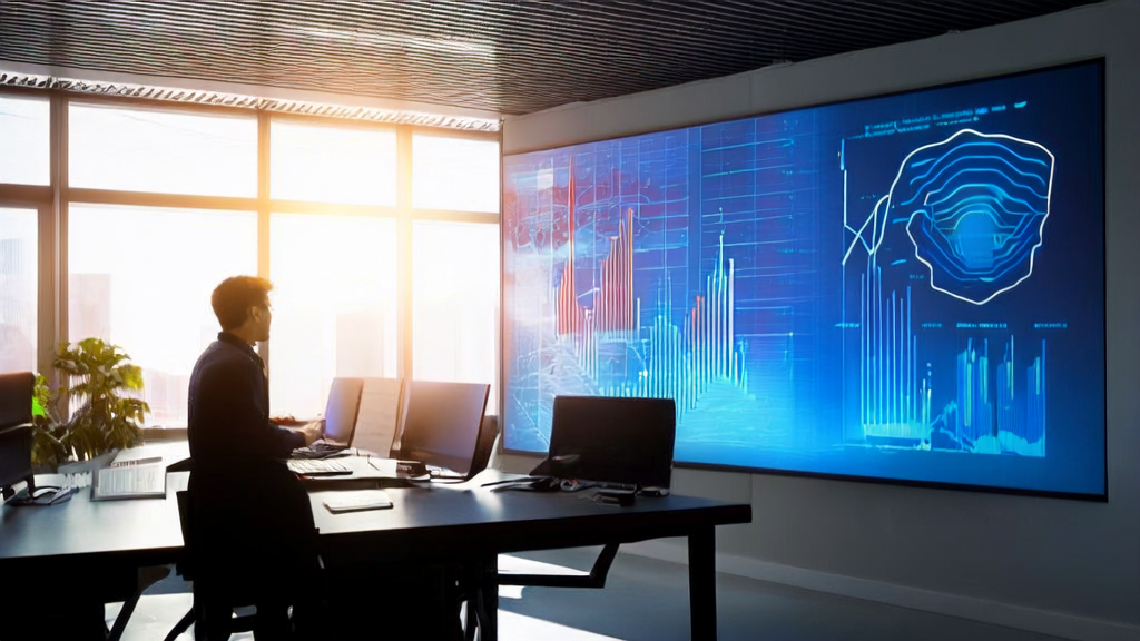 现代化办公室中使用AI技术优化广告投放的场景