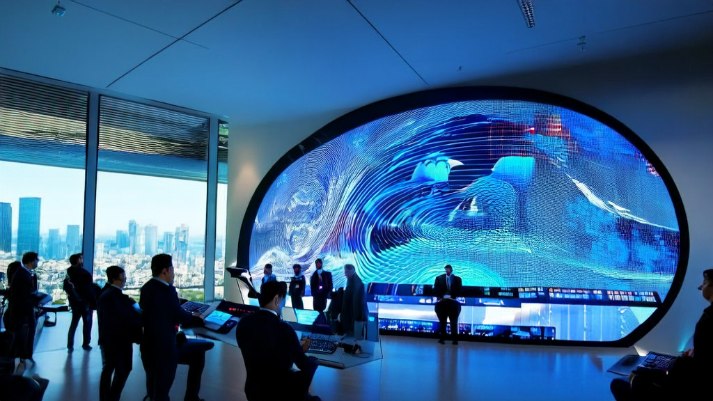 Scene of AI optimized advertising system in a modern office