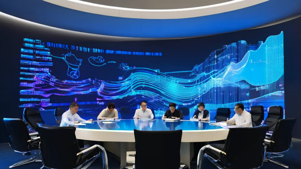 现代化办公室中工程师们正在讨论如何利用AI优化广告投放策略