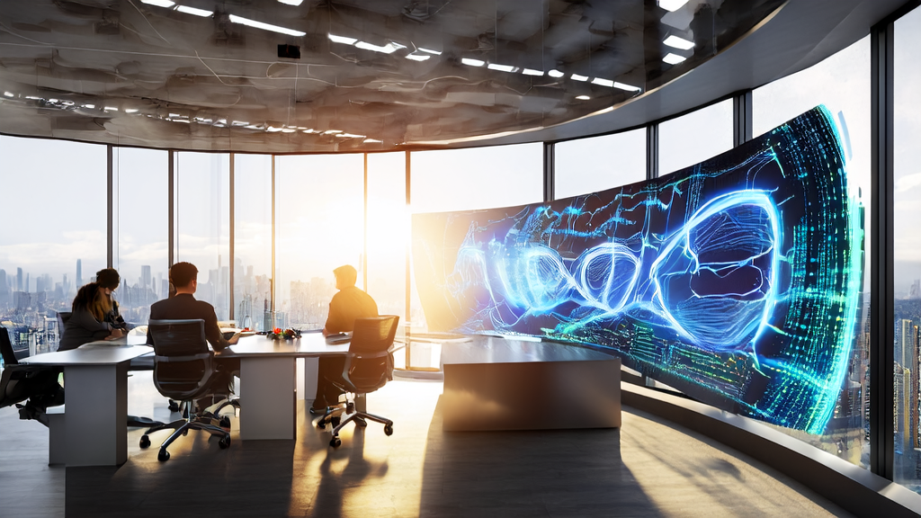 Engineers optimizing advertising systems using open-source AI technology in a sunlit office