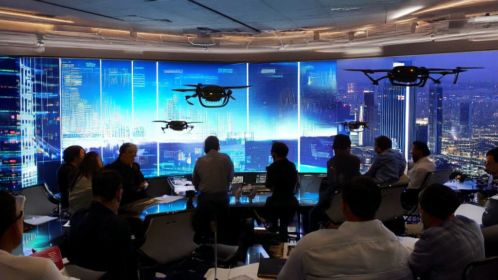 Data scientists discussing AI-optimized advertising strategies in a modern office