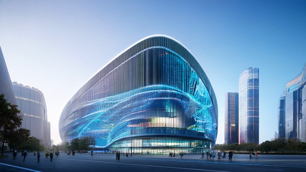 In a futuristic city, AI-optimized advertising ensures precise audience targeting and reduced advertising costs.