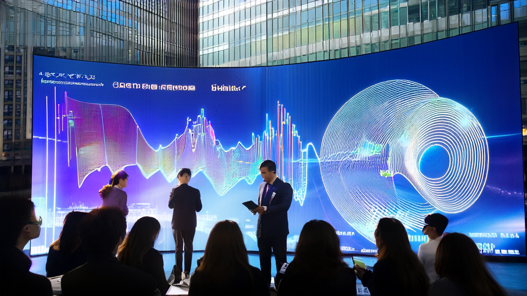 城市中心的现代化办公楼内，数据科学家们正在监控AI优化广告投放的数据，展示火山引擎豆包大模型的显著增长和优化成果。