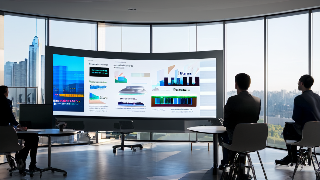 展示AI优化广告投放精准触达目标人群的现代办公室场景