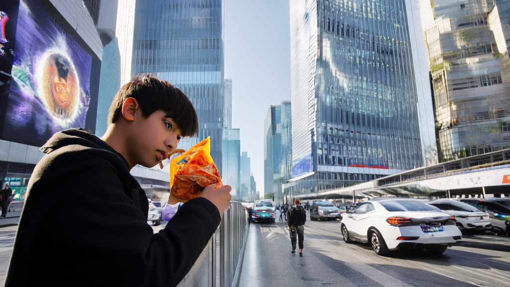 未来城市中的AI优化广告投放场景，高中生因AI误判被警方围捕