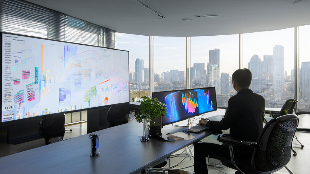 Data analysts using AI technology to optimize ad targeting and reduce CPA