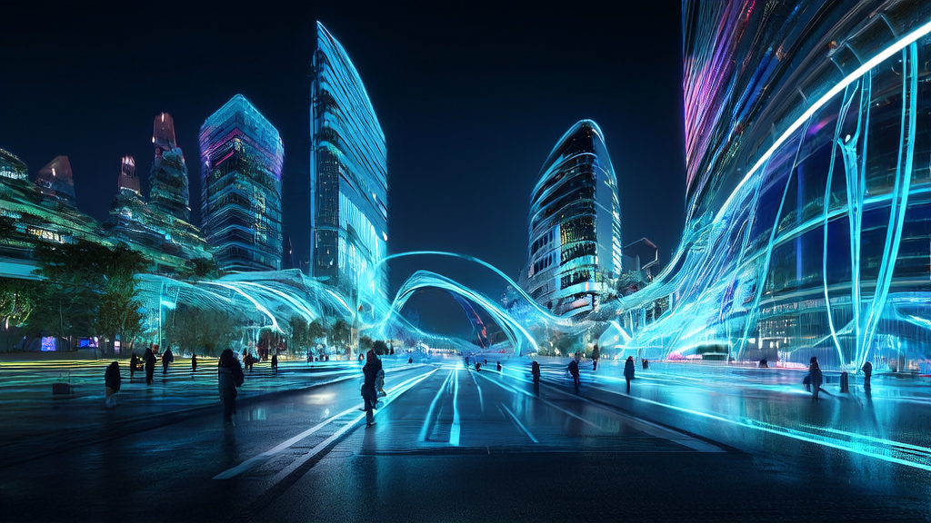 未来城市中的数据中心展示AI优化广告投放技术