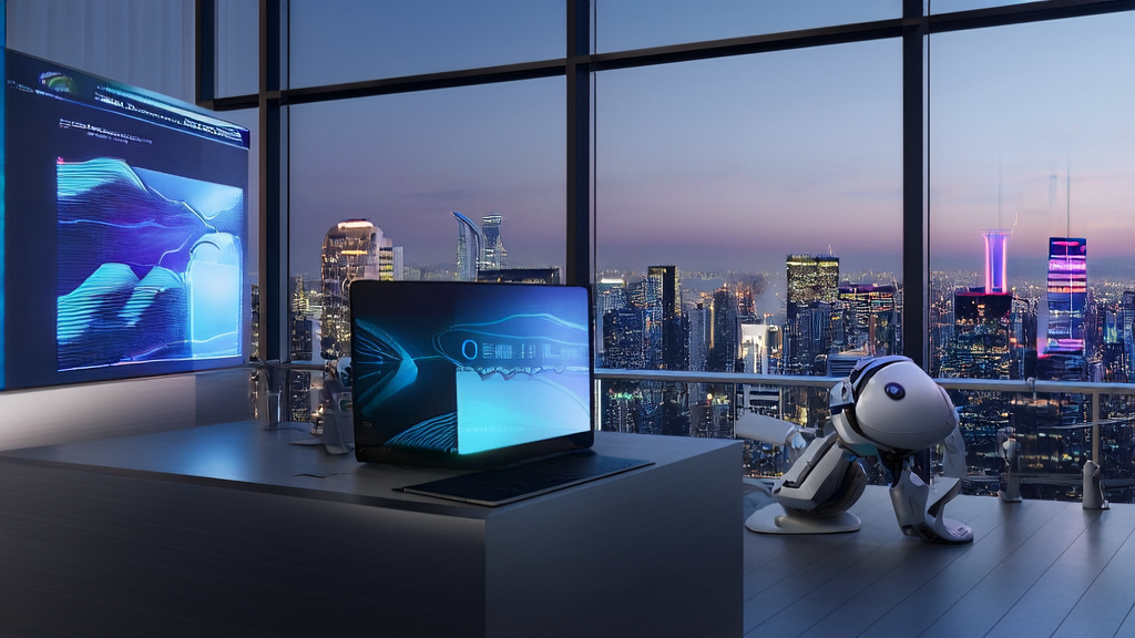 现代办公室中展示AI优化广告投放和谷歌Chrome新功能的场景