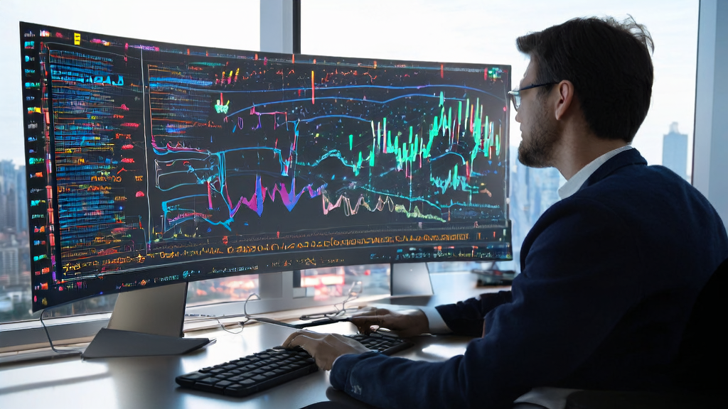 Data analyst in an office using AI technology to optimize advertising strategies for precise customer acquisition and cost control