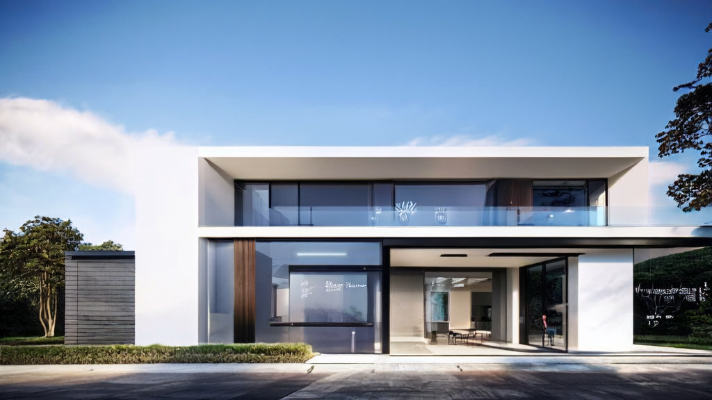 阳光照耀下的智能家居别墅，展示了小米Miloco系统如何通过AI优化广告投放，实现精准触达目标人群并降低CPA。