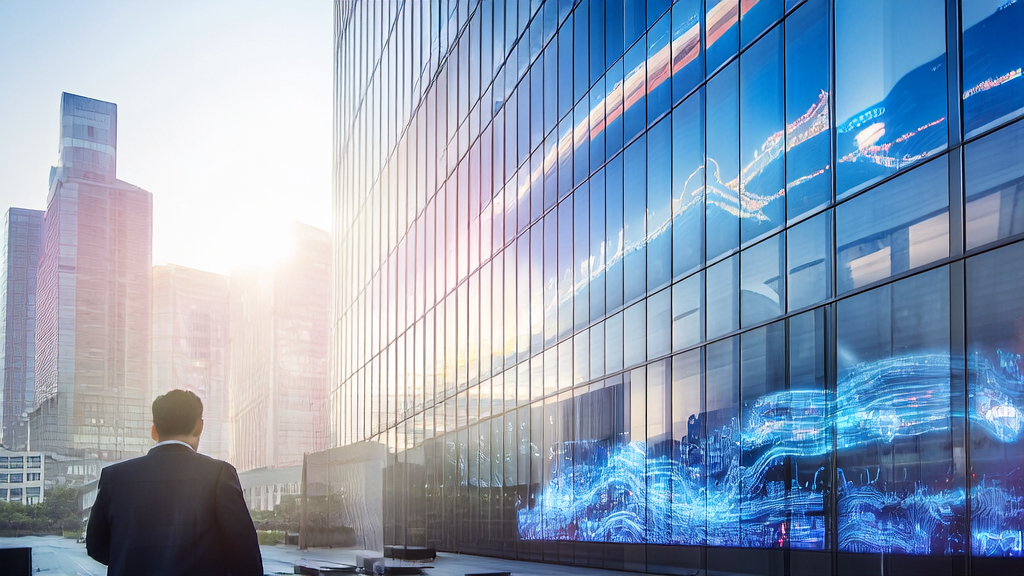 城市中心的高科技办公楼内,广告分析师通过AI技术实时监控和优化广告投放策略,精准触达目标人群并降低CPA。