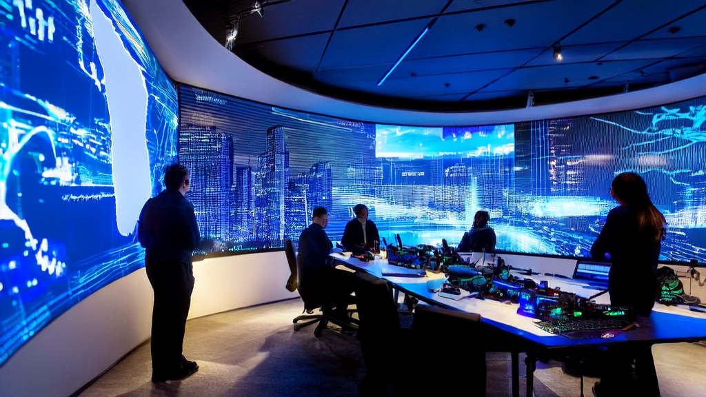 技术人员在现代办公室中使用AI优化广告投放策略