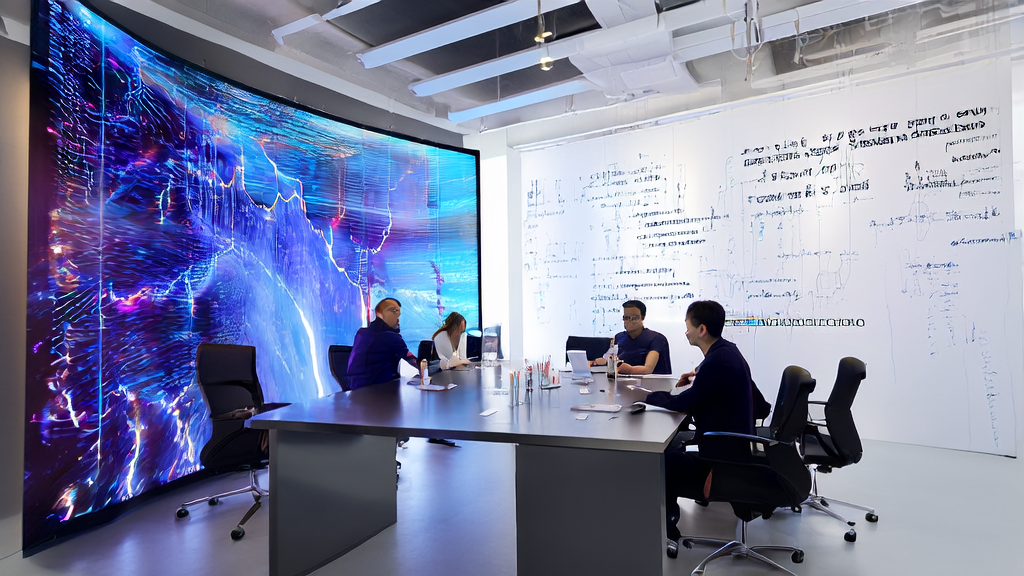 Engineers in an office using AI technology to optimize advertising strategies for effective acquisition and cost reduction.