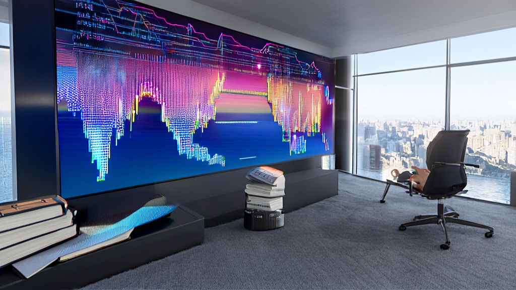 Data analyst in a modern office using AI technology to optimize advertising strategies, reaching target audiences and reducing CPA