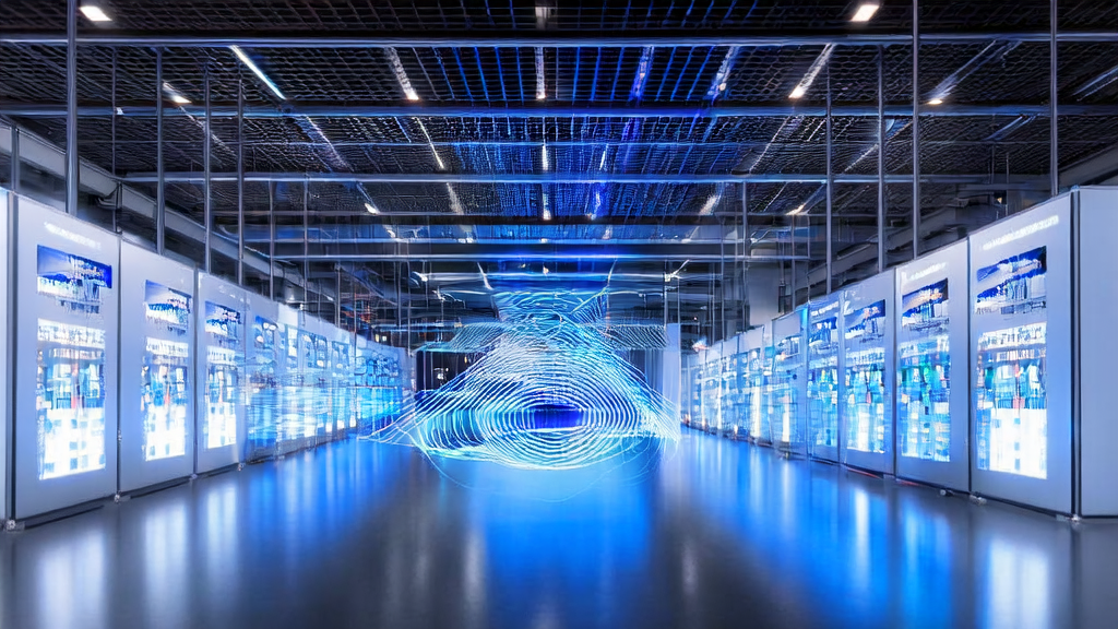 现代化数据中心内,工程师们通过复杂算法和实时数据监控AI优化广告投放系统,精准触达目标人群。