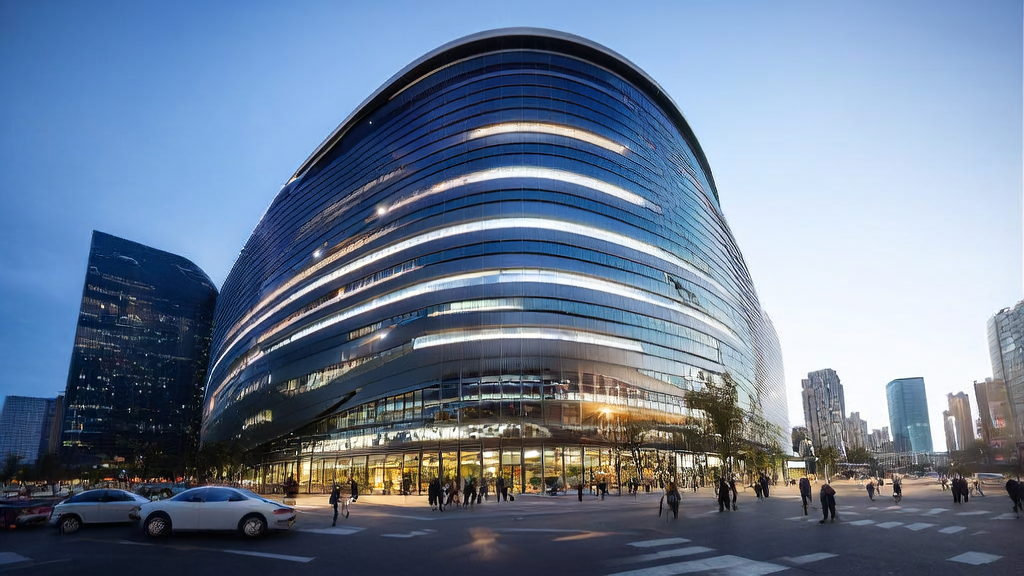 现代办公大楼中，数据分析师使用AI系统分析用户行为，实现广告精准投放并降低成本。