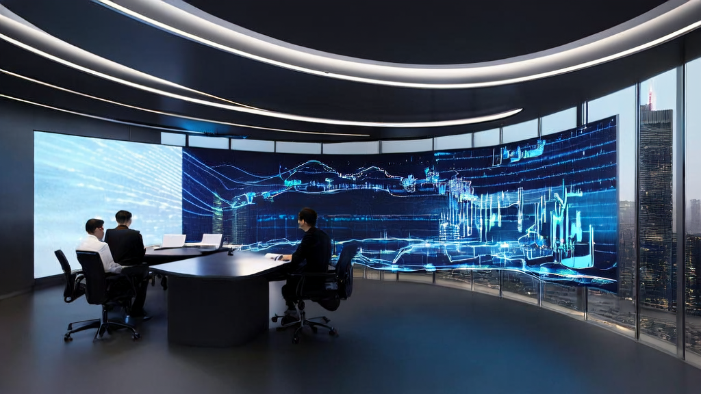 数据科学家在现代化办公室中利用AI技术优化广告投放，精准触达目标人群并降低CPA