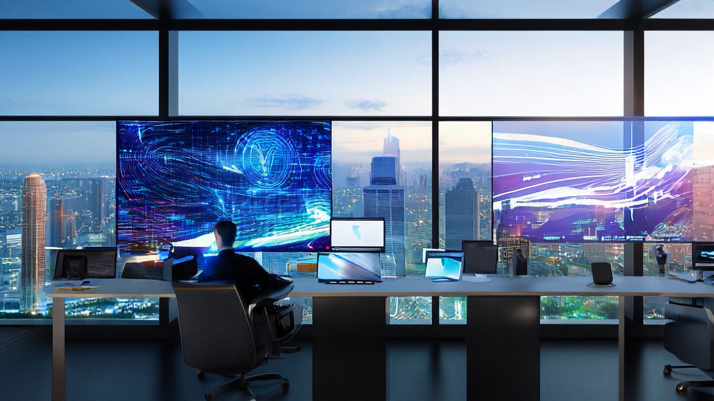 阳光明媚的早晨，数据分析师使用灵光App生成多模态广告内容