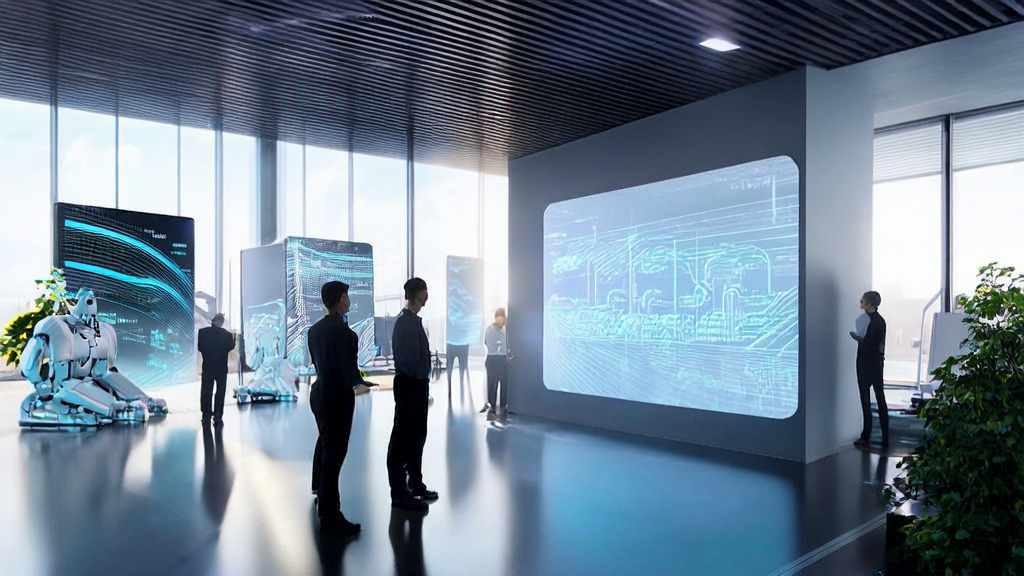 技术人员在办公室中使用AI优化广告投放策略，降低CPA并提高投资回报率