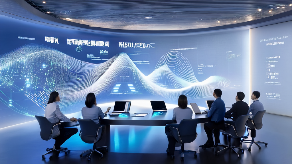 In a high-tech office, team members are working on AI-optimized advertising strategies with the Google Skills platform logo in the background