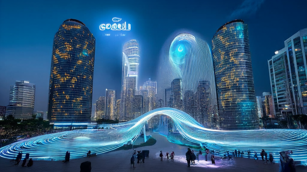 Futuristic city ad targeting control center showcasing AI-optimized advertising and CPA reduction effects