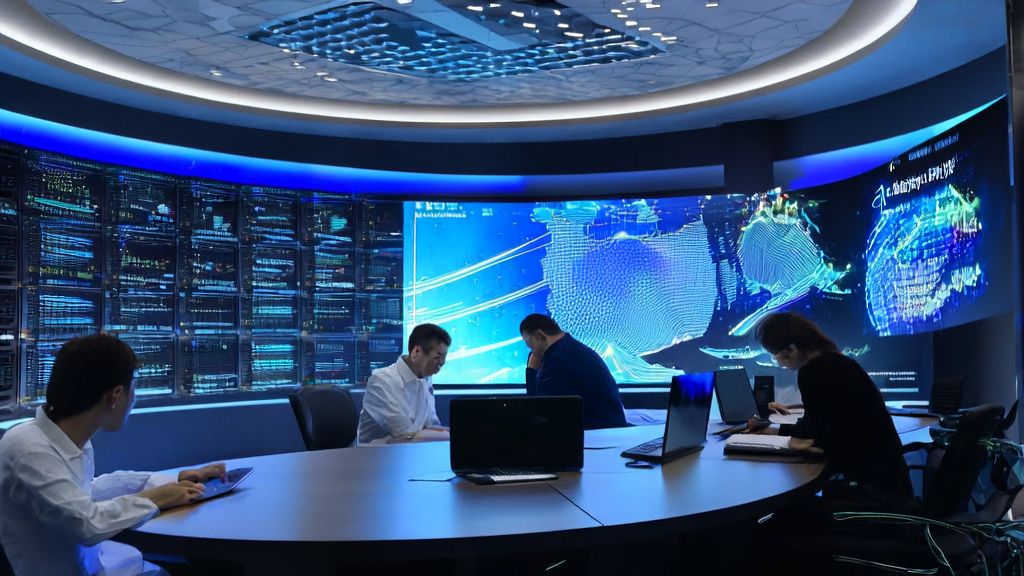 Data scientists in a modern office using AI to optimize advertising targeting, with a screen displaying McKinsey's report on AI application.