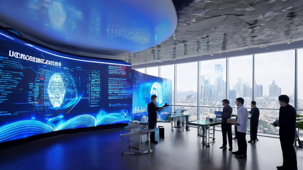 现代化办公室中工程师们正在讨论AI优化广告投放策略