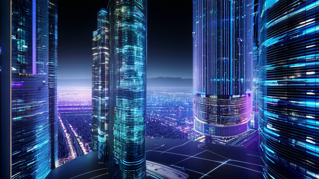 未来城市的现代化控制中心,展示AI技术在广告投放中的实时优化过程