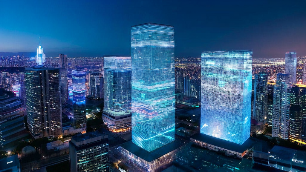 未来城市中的AI优化广告投放控制中心,展示实时数据分析和精准广告投放