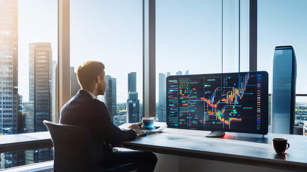 阳光明媚的办公室内，营销经理使用iPhone上的AI模型优化邮件营销策略，提高获客效率。