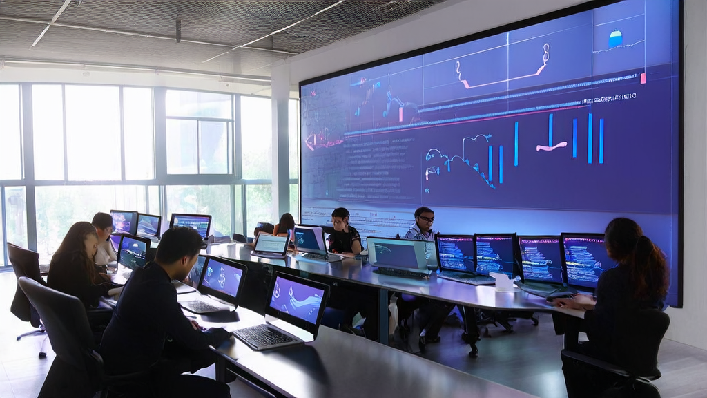 Modern office employees using AI technology to optimize email marketing, enhancing customer acquisition efficiency and personalization levels for business growth