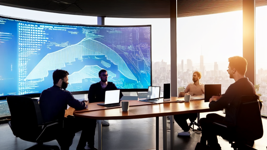 Young entrepreneurs optimizing email marketing strategies using AI to boost ecommerce sales in an office setting