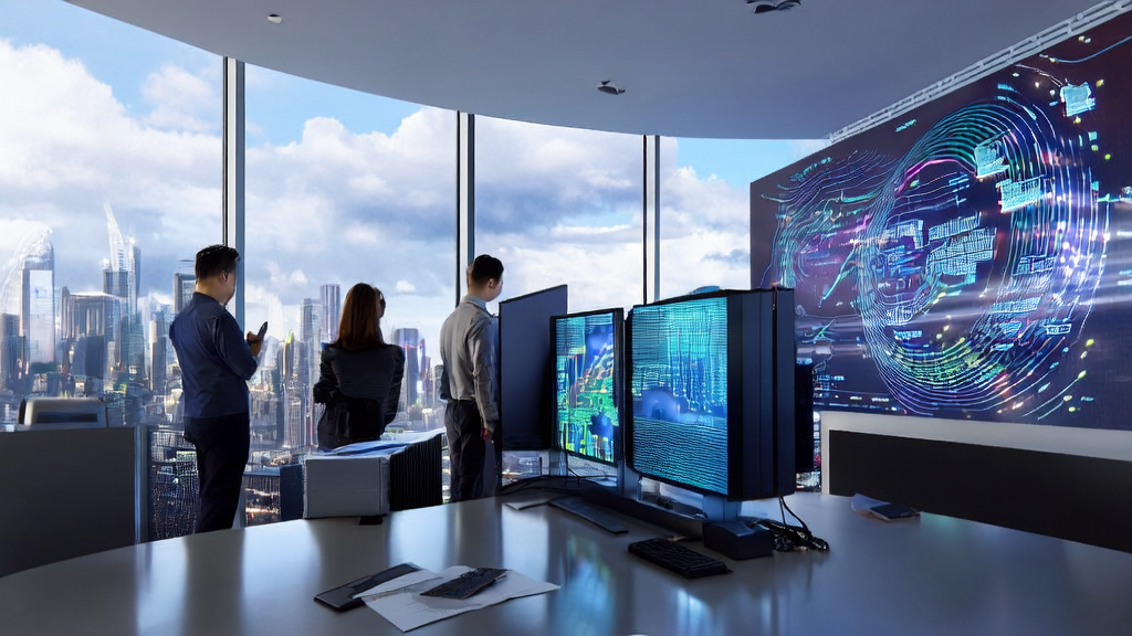 Modern office scene showcasing AI-optimized email marketing to improve customer reply rates using advanced algorithms
