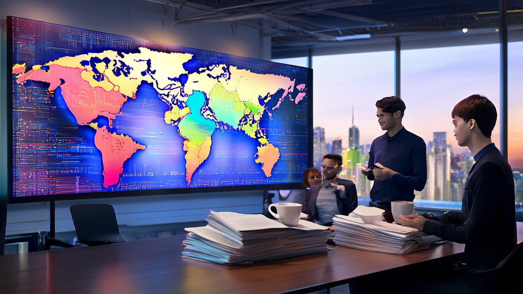 AI智能获客系统通过优化邮件营销提高客户回复率,展示现代化办公室中的团队协作和数据分析。