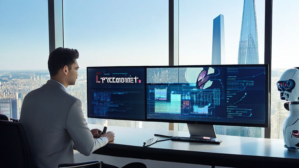 Scene of AI-optimized email marketing in a modern office